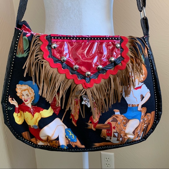 Boudica Bags Handbags - Boudica Bags Cowgirl Pin-Up Vintage-Look Handbag